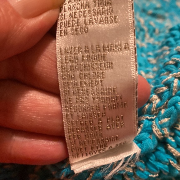 Jones New York size XL woman's sleeveless top. Turquoise and cream knit. - Picture 11 of 11